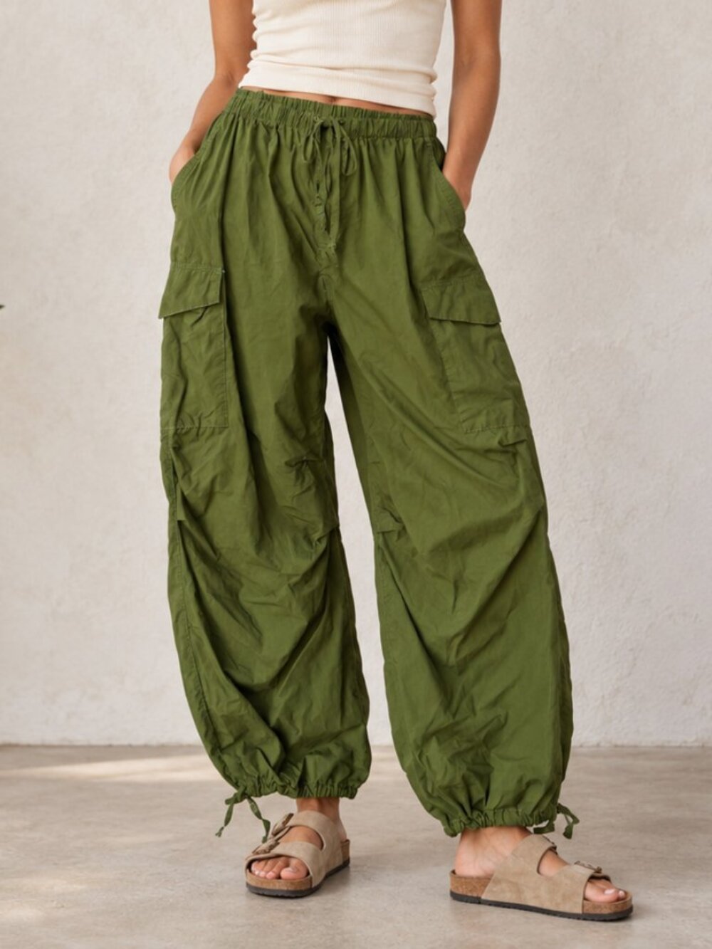 Pilcro Anthropologie Cotton Army Green Cargo Jogger Pants Size S